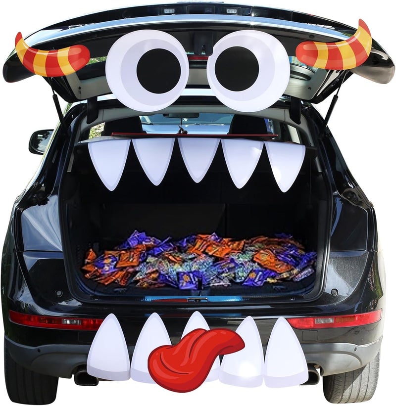 PARTYLOUD Store Trunk or Treat Car Decorations Kit, Halloween Cute Monster Face Trunk or Treat Kit Car Decorations for SUV, Outdoor Halloween Garage Door Decorations - Image 1